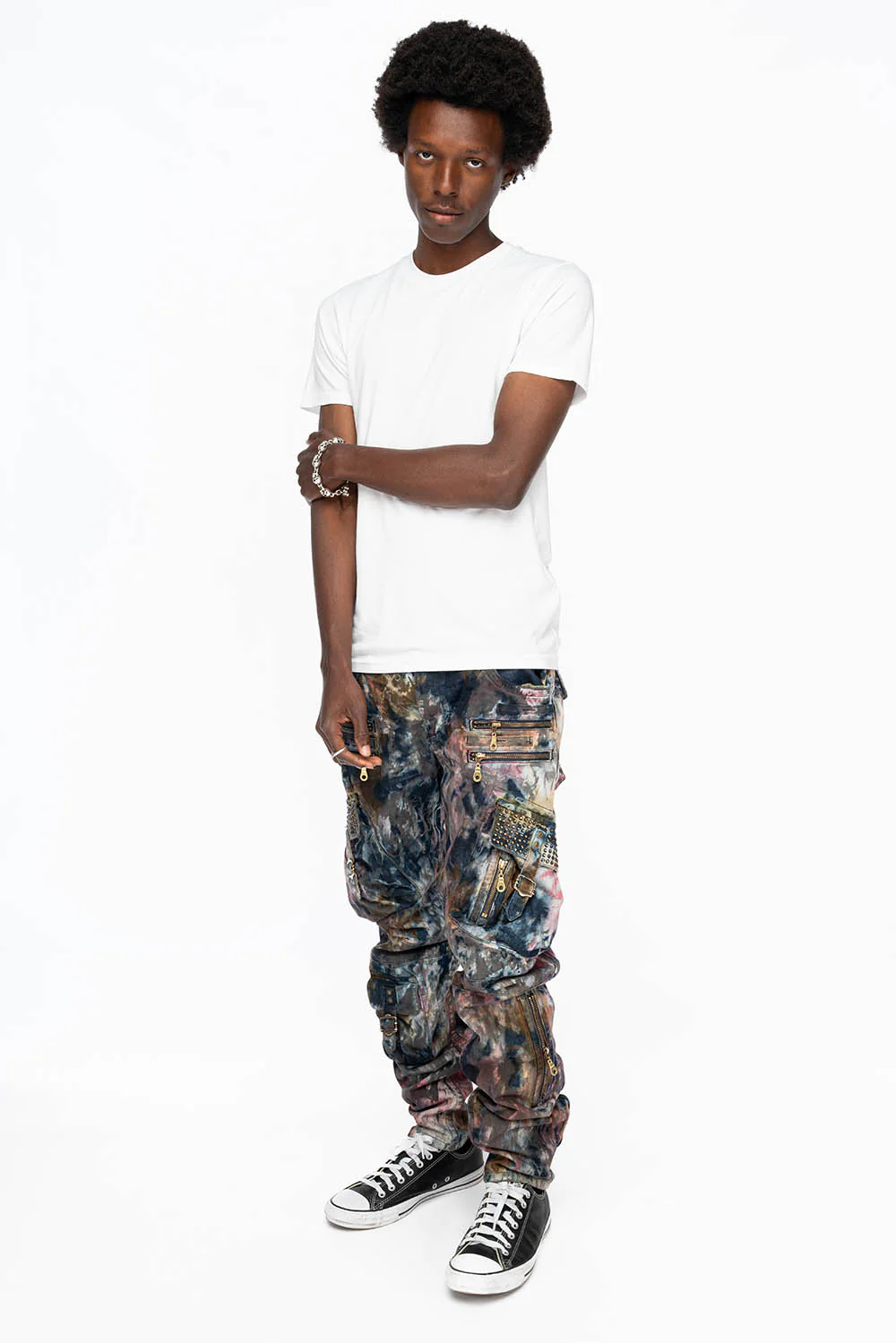 RAPTOR MILITARY STYLE CARGO JEAN IN BABA RED WITH CRYSTALS - Image 7