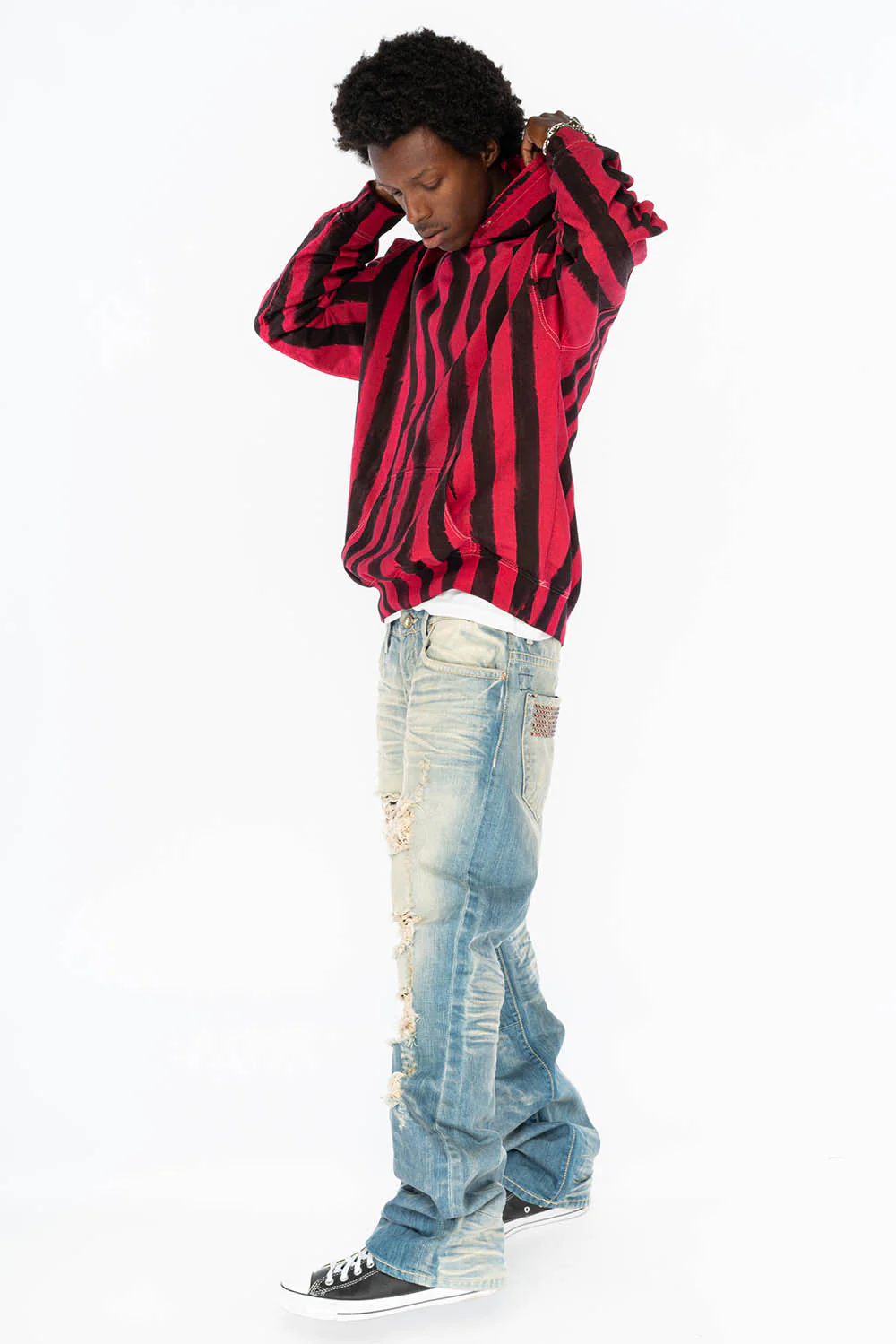 PRISONER BLACK/RED PULLOVER HOODIE WITH Gold Wing - Image 8