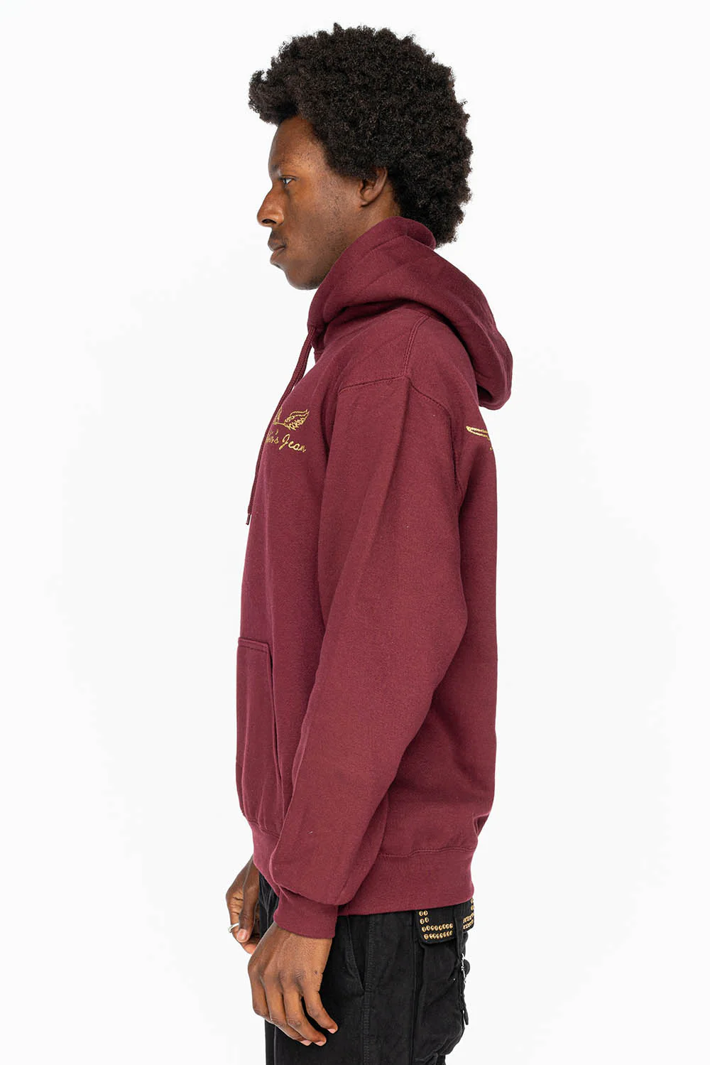 PULLOVER HOODIE IN BURGUNDY WITH GOLD GLITTER FLEUR - Image 3